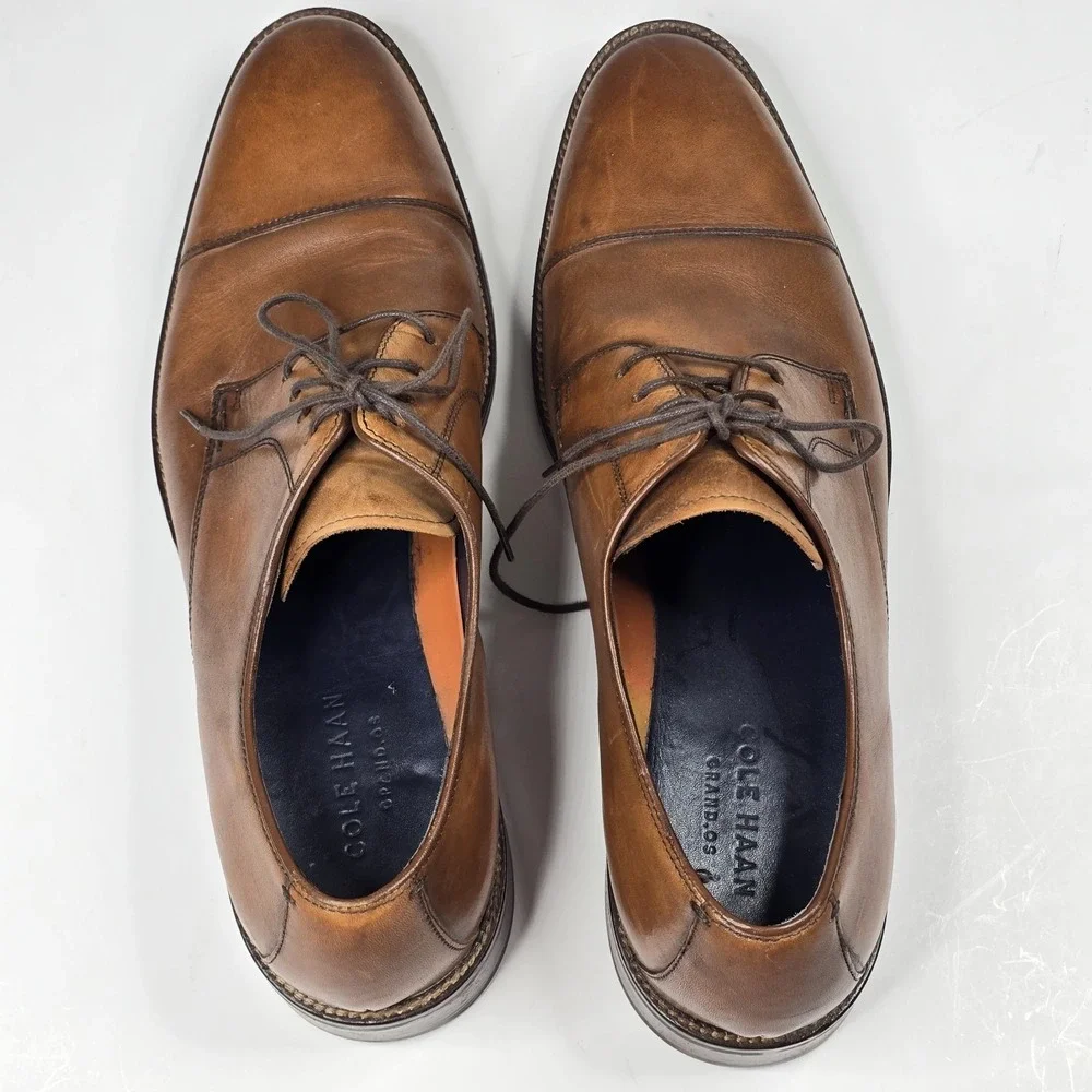 Cole Haan Shoes Mens 12M British Tan Leather Cap Toe Oxford Derby Grand OS C1163